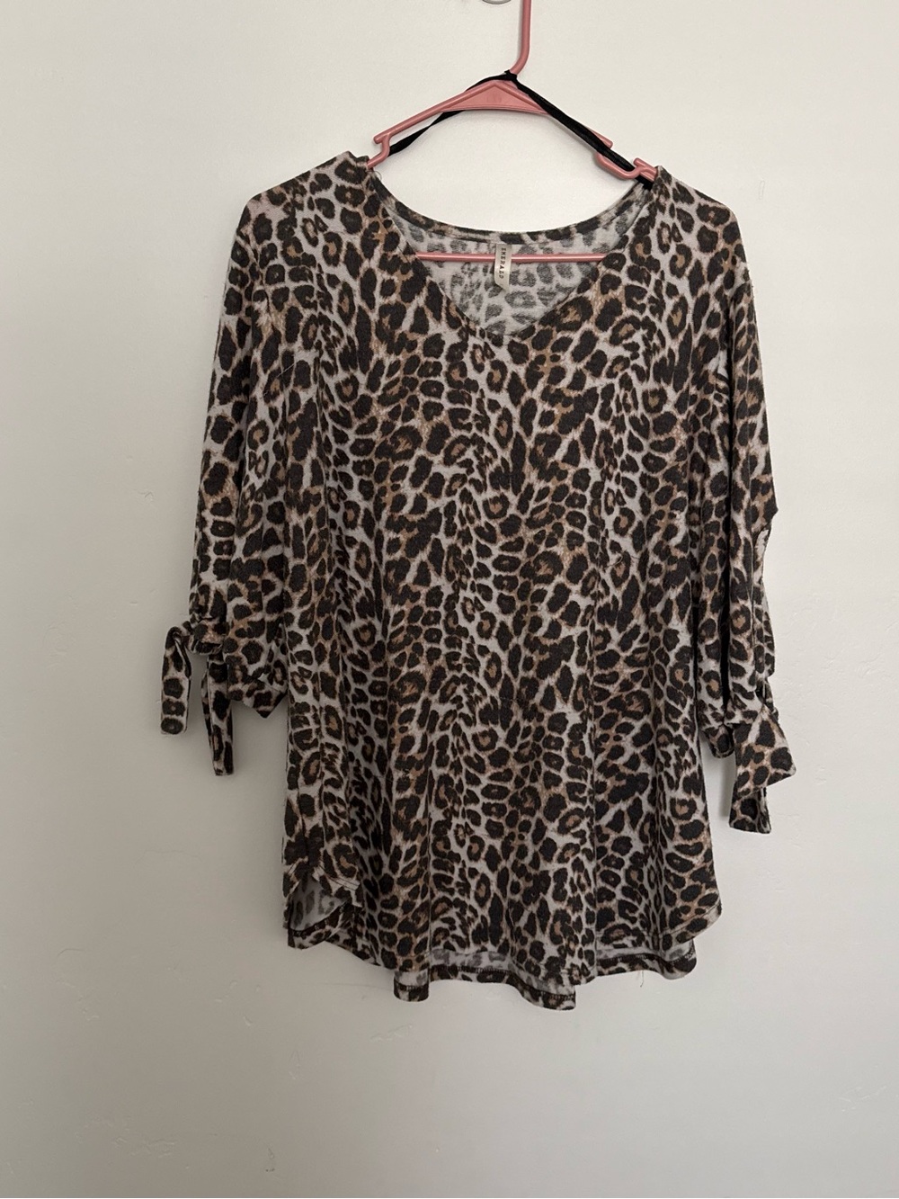 Emerald Leopard Print Tie-Sleeve Tunic - Brown